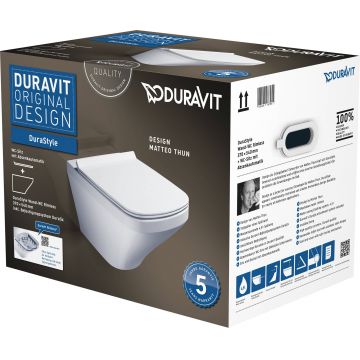 Set vas WC suspendat Duravit Durastyle Rimless cu capac inchidere lenta