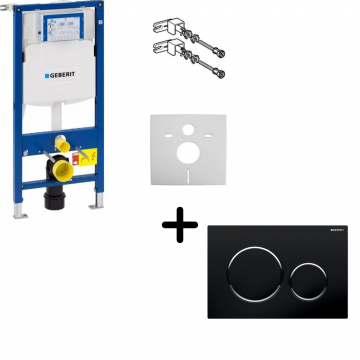 Set Geberit rezervor Wc incastrat cu set fixare si set antifonare, plus clapeta neagra Sigma