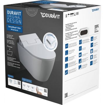 Set vas WC suspendat Duravit ME by Stark si capac slim SensoWash cu functie de bideu