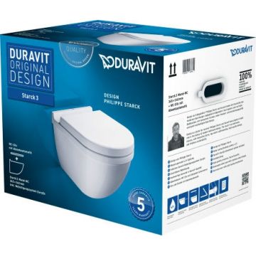 Set vas WC suspendat Duravit Starck 3 si capac inchidere lenta