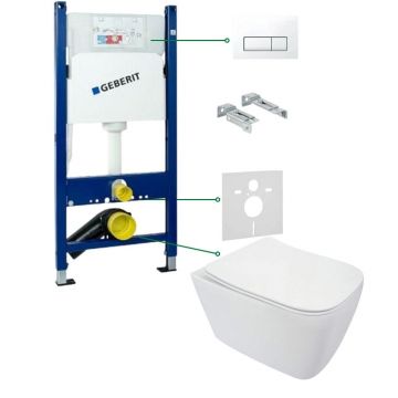 Set vas wc suspendat rimless cu capac soft close slim Deante Avis, rezervor incastrat Geberit