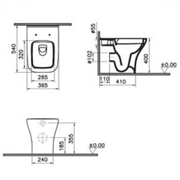 Vas WC single Smoothflush lipit de perete 54cm 7491L003-0075