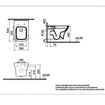 Vas WC smoothflush suspendat cu fixare deschisa 54cm 7485L003-0075