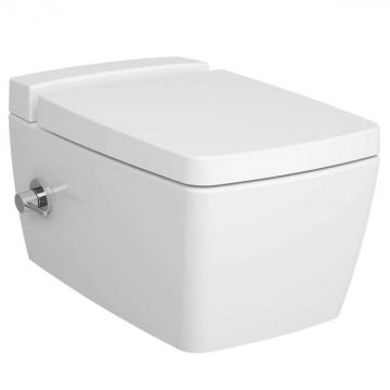 WC suspendat rimless, 56cm, cu functie bideu, cu robinet incastrat pe stanga, cu rezervor VitrA fresh cleaner 7672B003-1687