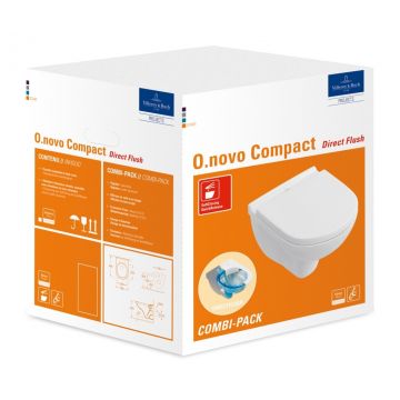 Set vas WC suspendat Villeroy & Boch O.Novo 49x36cm Directflush si capac cu Inchidere lenta la reducere