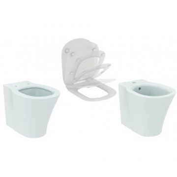 Set vas Wc Ideal Standard Connect Air Aquablade stativ cu capac slim soft-close si bideu